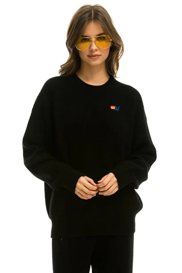 Men VINTAGE CABIN UNISEX CASHMERE SWEATER 8211 BLACK Aviator Nation CrewSweatshirts