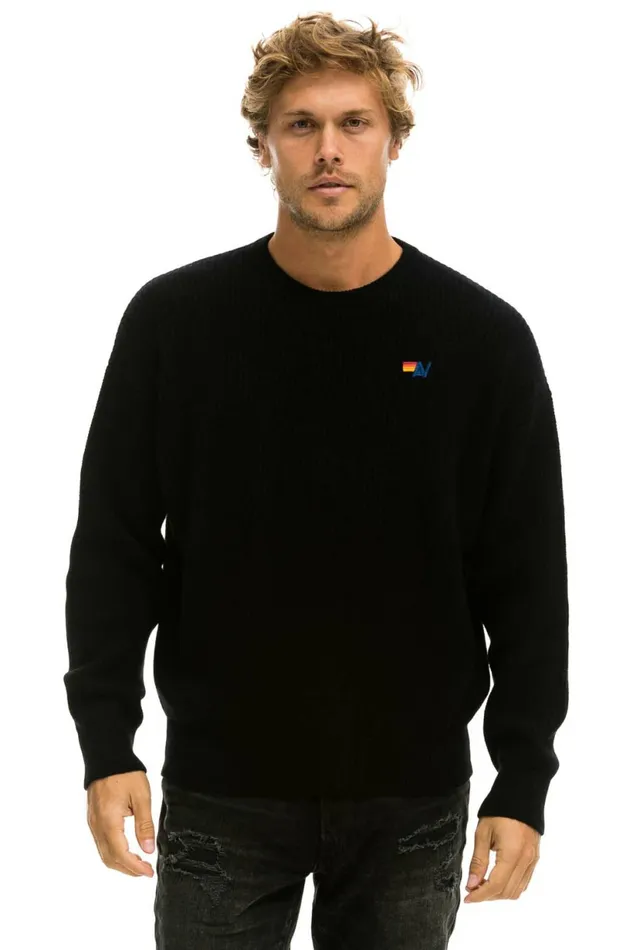 Men VINTAGE CABIN UNISEX CASHMERE SWEATER 8211 BLACK Aviator Nation CrewSweatshirts