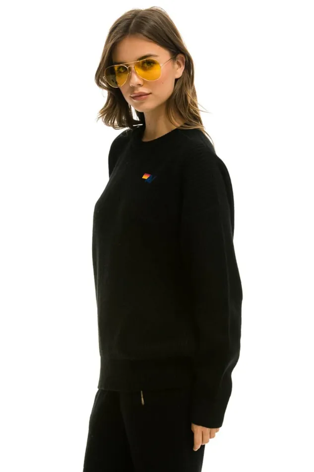 Men VINTAGE CABIN UNISEX CASHMERE SWEATER 8211 BLACK Aviator Nation CrewSweatshirts