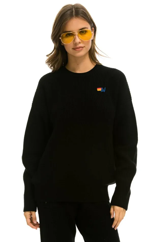 Men VINTAGE CABIN UNISEX CASHMERE SWEATER 8211 BLACK Aviator Nation CrewSweatshirts