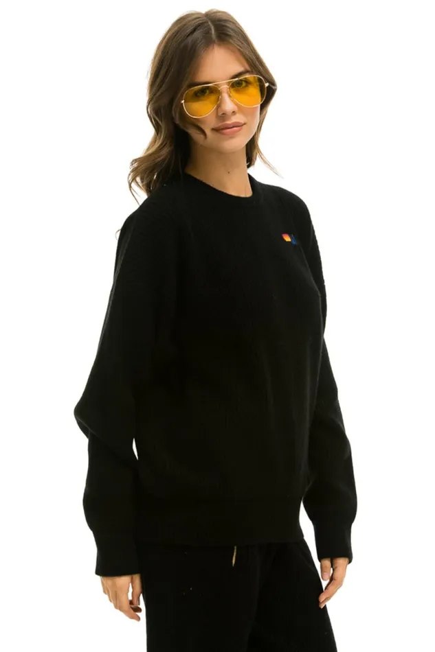 Men VINTAGE CABIN UNISEX CASHMERE SWEATER 8211 BLACK Aviator Nation CrewSweatshirts