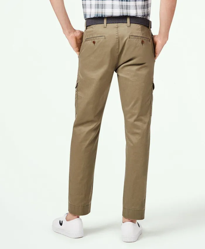 Men Washed Cotton Stretch Cargo Pants Olive Brooks Brothers Chinos and Casual Pants