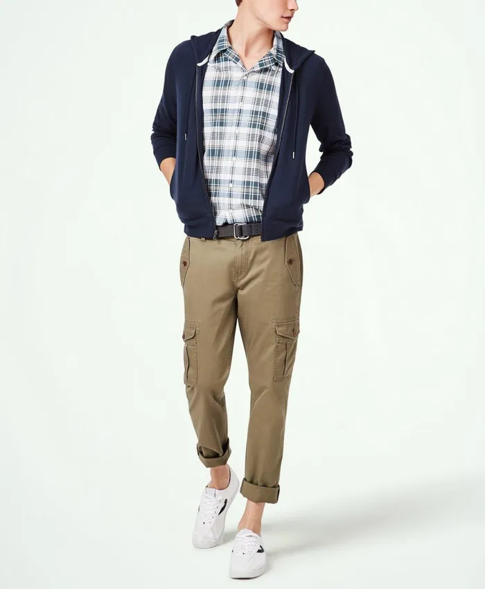 Men Washed Cotton Stretch Cargo Pants Olive Brooks Brothers Chinos and Casual Pants