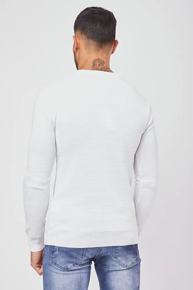 Men White Fin Knit Sweater White Brentiny Paris Sweatshirts and Pullovers Men White Fin Knit Sweater White Brentiny Paris Sweatshirts and Pullovers
