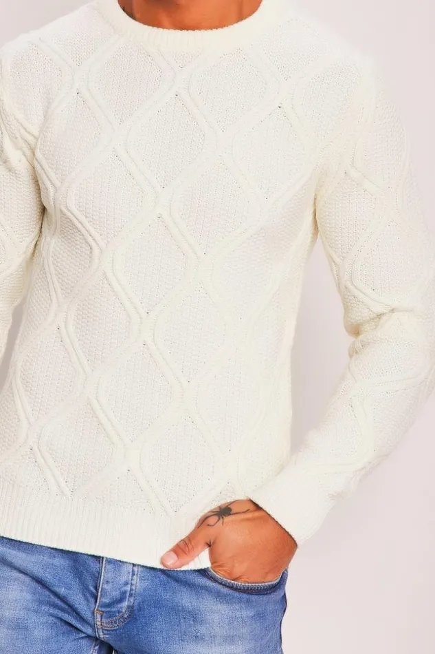 Men White Knit Sweater White Brentiny Paris Sweatshirts and Pullovers