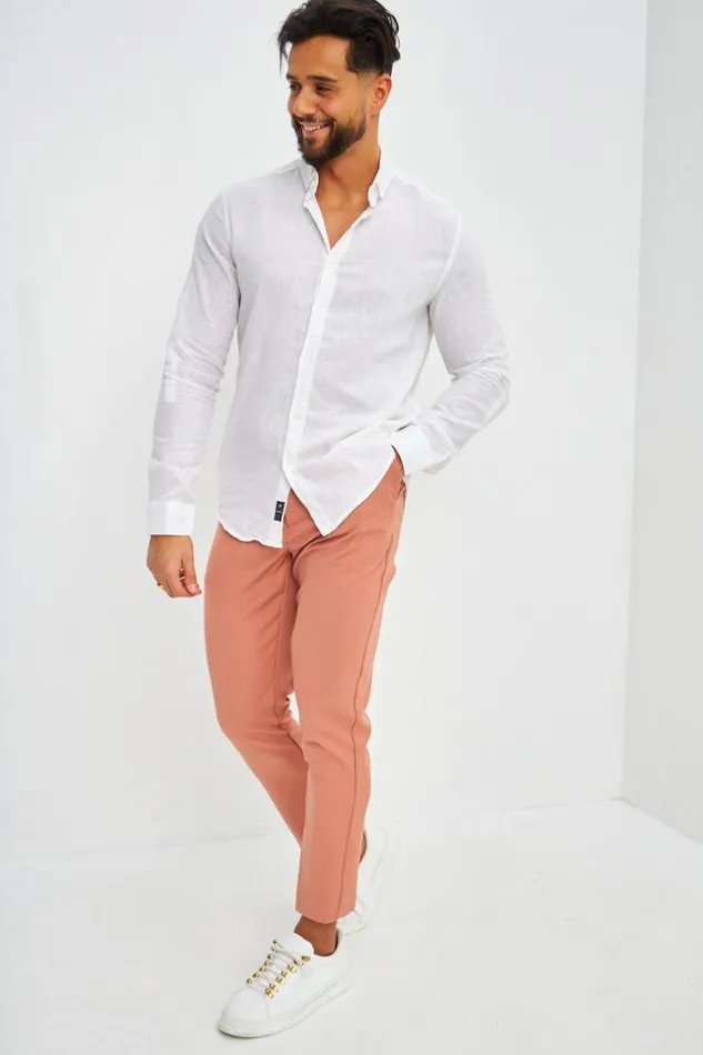 Men White Linen Shirt With Long Sleeves White Brentiny Paris Shirts Men White Linen Shirt With Long Sleeves White Brentiny Paris Shirts