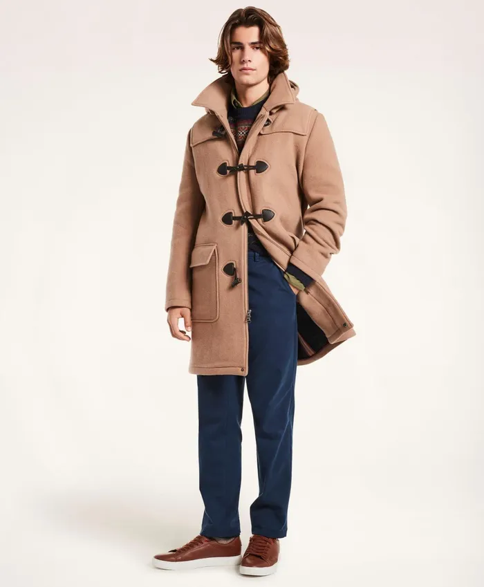Men Wool Duffle Coat Beige Brooks Brothers Coats and Jackets