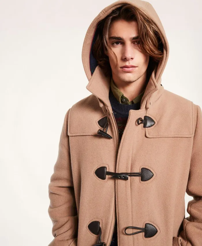 Men Wool Duffle Coat Beige Brooks Brothers Coats and Jackets