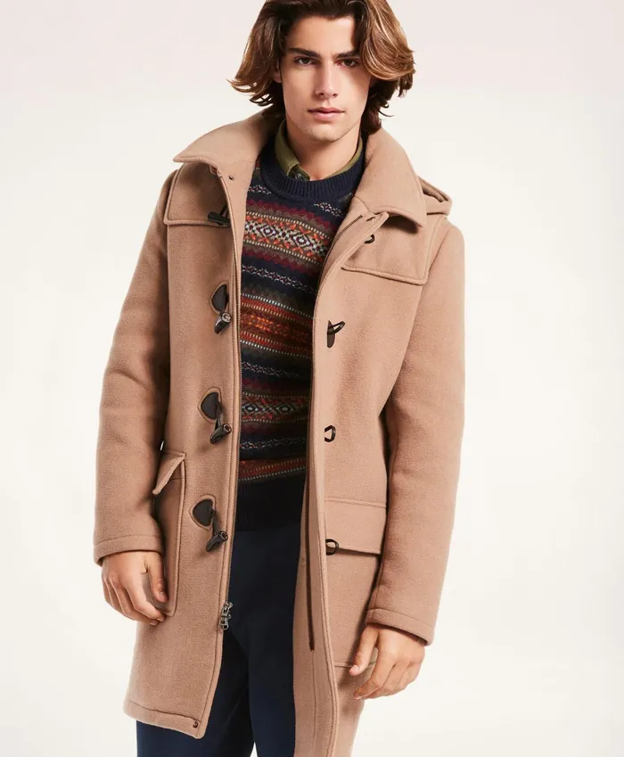 Men Wool Duffle Coat Beige Brooks Brothers Coats and Jackets