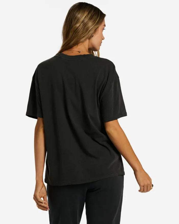 Midnight Blooms TShirt Off Black Women Billabong Graphic Tees and Tanks