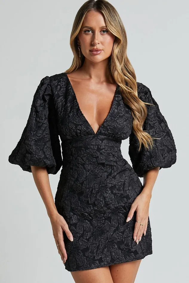 Miley Mini Dress 8211 V Neck Bodycon Dress In Black Women Showpo Dresses