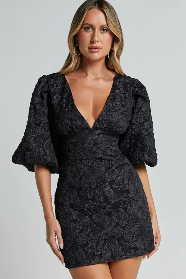 Miley Mini Dress 8211 V Neck Bodycon Dress In Black Women Showpo Dresses
