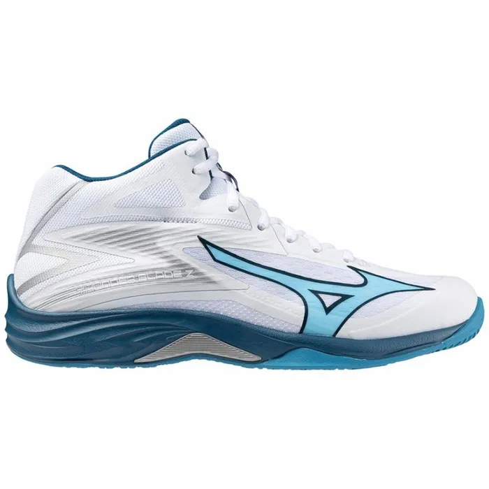 Mizuno THUNDER BLADE Z MID Whitesailor Bluesilver Women Volleyball Mizuno THUNDER BLADE Z MID Whitesailor Bluesilver Women Volleyball