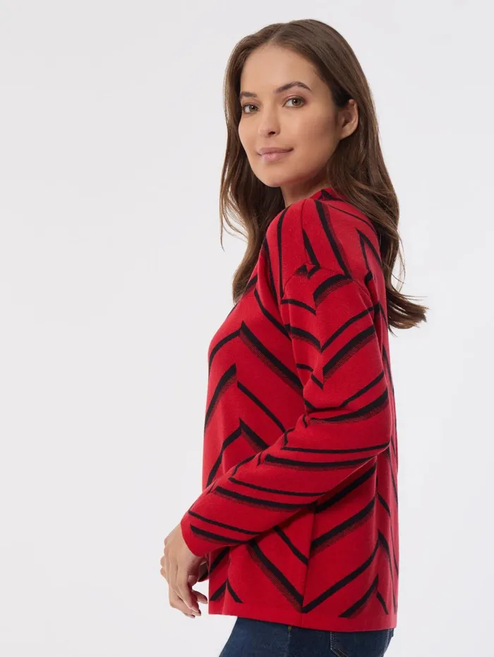Mock Neck Chevron Jacquard Sweater Women Jones New York Sweaters and Cardigans Mock Neck Chevron Jacquard Sweater Women Jones New York Sweaters and Cardigans