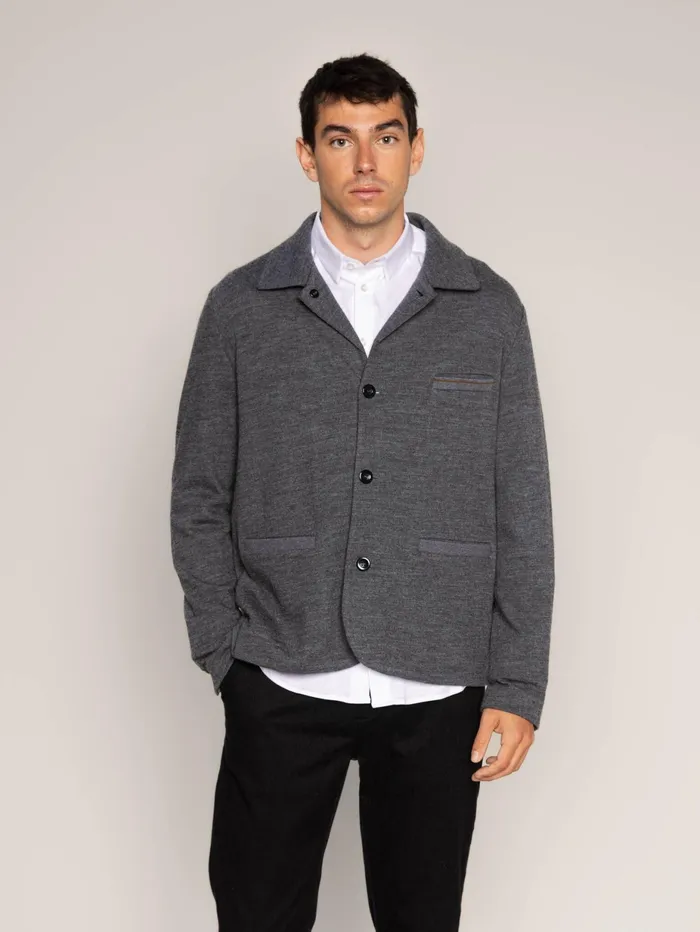 MOS MOSH Jackets Men MMGJenson Knit Jacket Charcoal Melange MOS MOSH Jackets Men MMGJenson Knit Jacket Charcoal Melange
