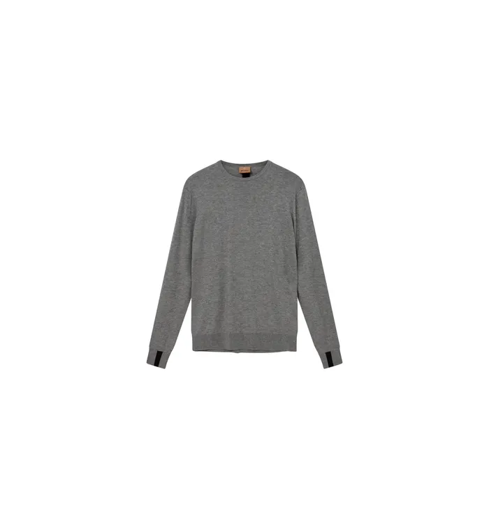 MOS MOSH Knits Men MMGAdam Supima ONeck Knit Grey Melange MOS MOSH Knits Men MMGAdam Supima ONeck Knit Grey Melange