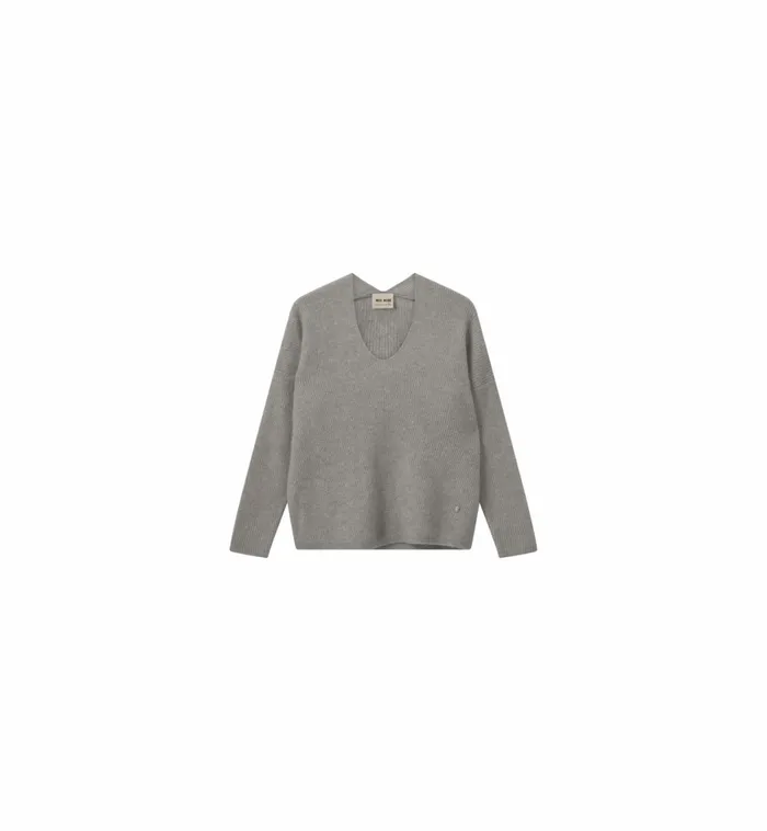 MOS MOSH Knits Women MMThora VNeck Knit Grey Melange MOS MOSH Knits Women MMThora VNeck Knit Grey Melange