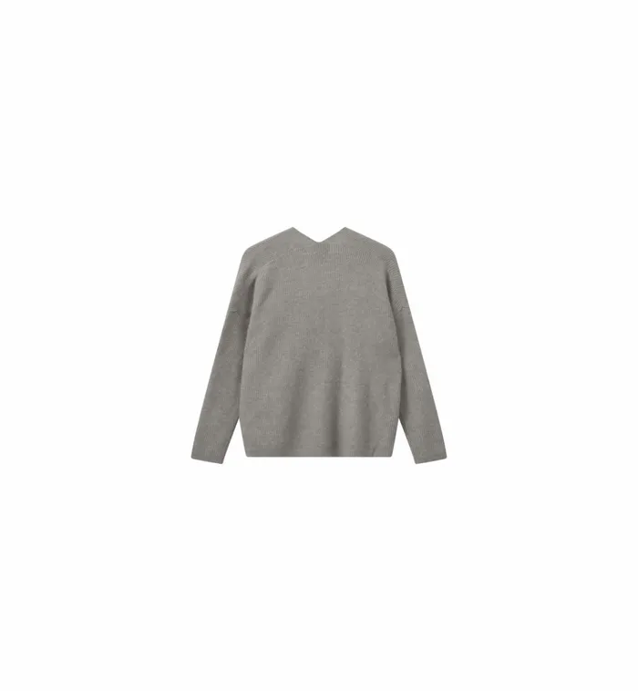 MOS MOSH Knits Women MMThora VNeck Knit Grey Melange MOS MOSH Knits Women MMThora VNeck Knit Grey Melange