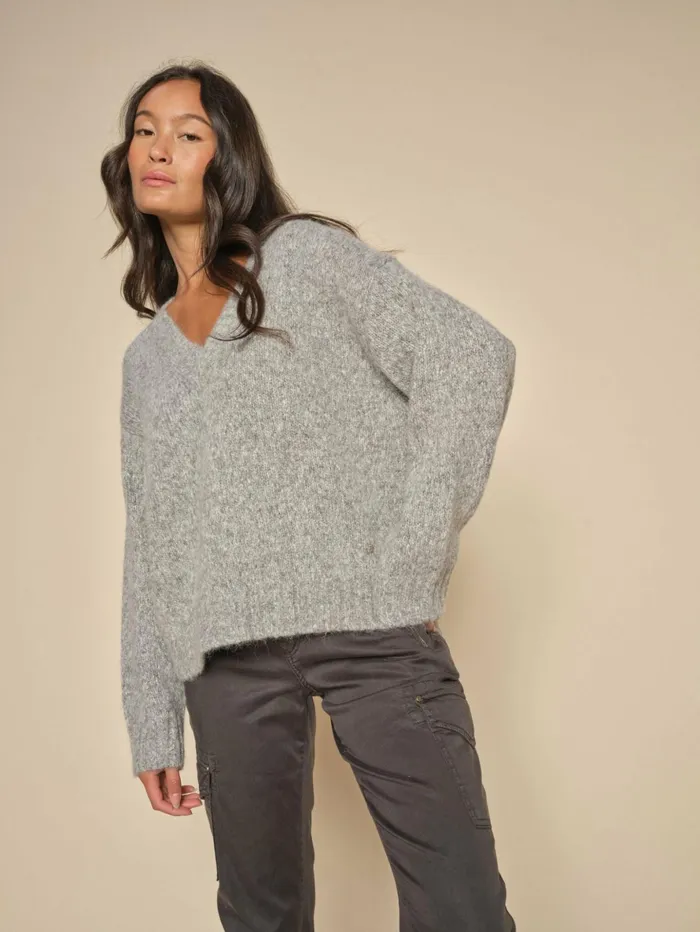 MOS MOSH Knits Women MMWelma Warm Knit Grey Melange