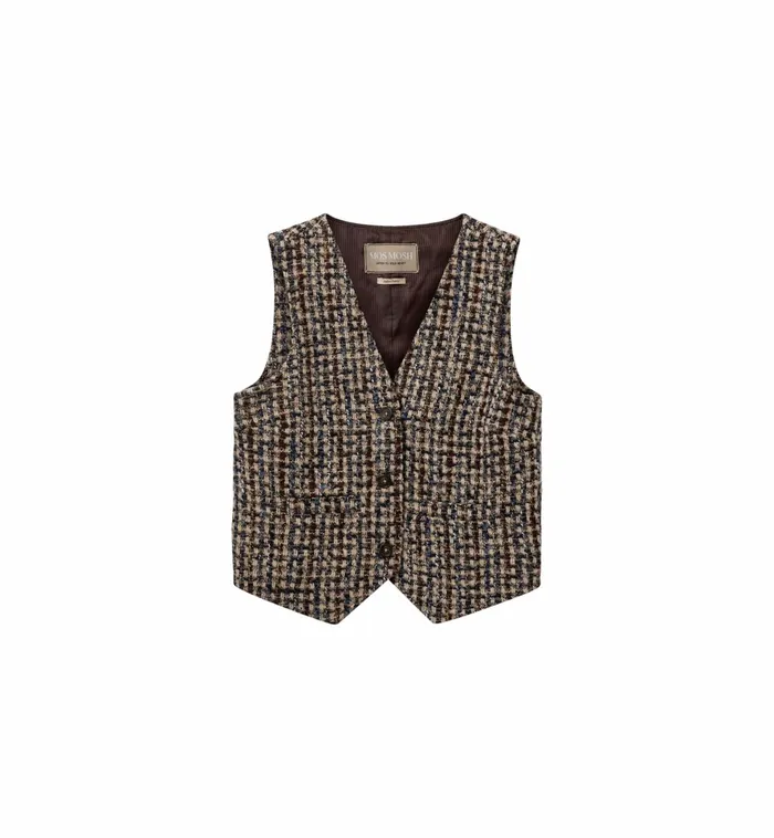 MOS MOSH Waistcoats Women MMFaye Elice Vest Rain Drum MOS MOSH Waistcoats Women MMFaye Elice Vest Rain Drum