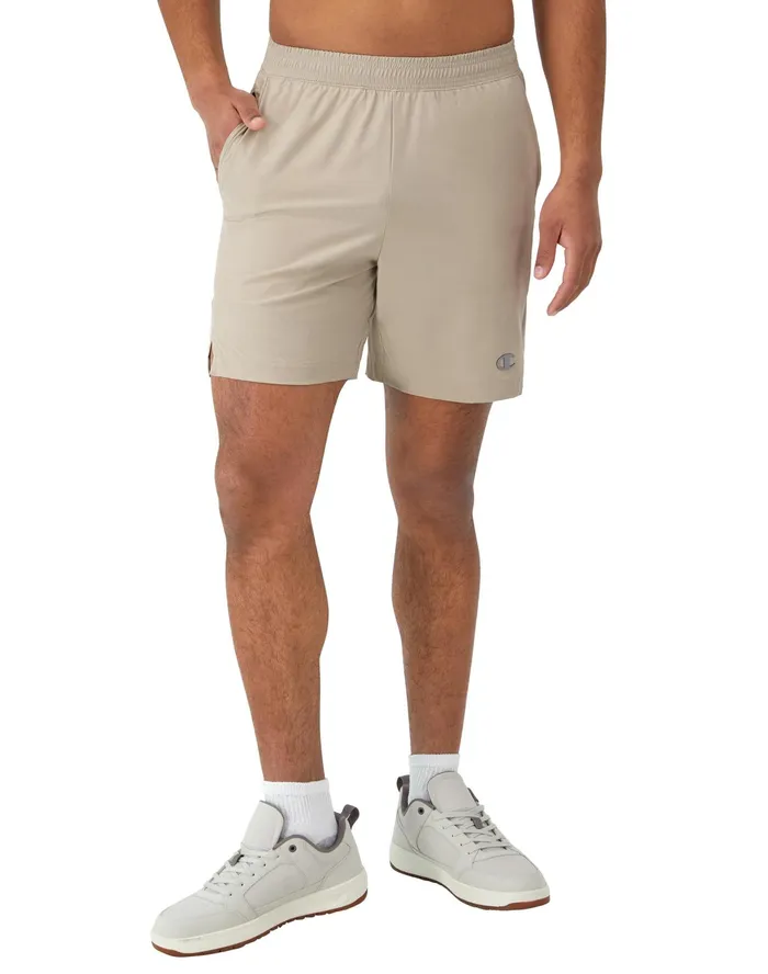 Mvp Athletic Shorts Moisture Wicking C Logo 7034 Arctic Cold Beige Men Champion Shorts
