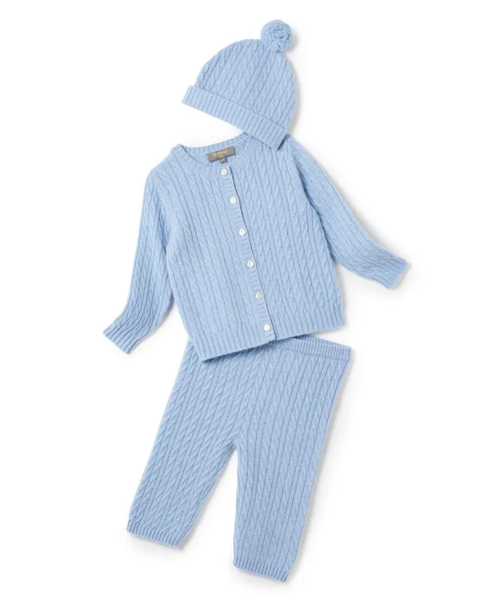 NPeal Baby Children Cable Cashmere Leggings Cornflower Blue