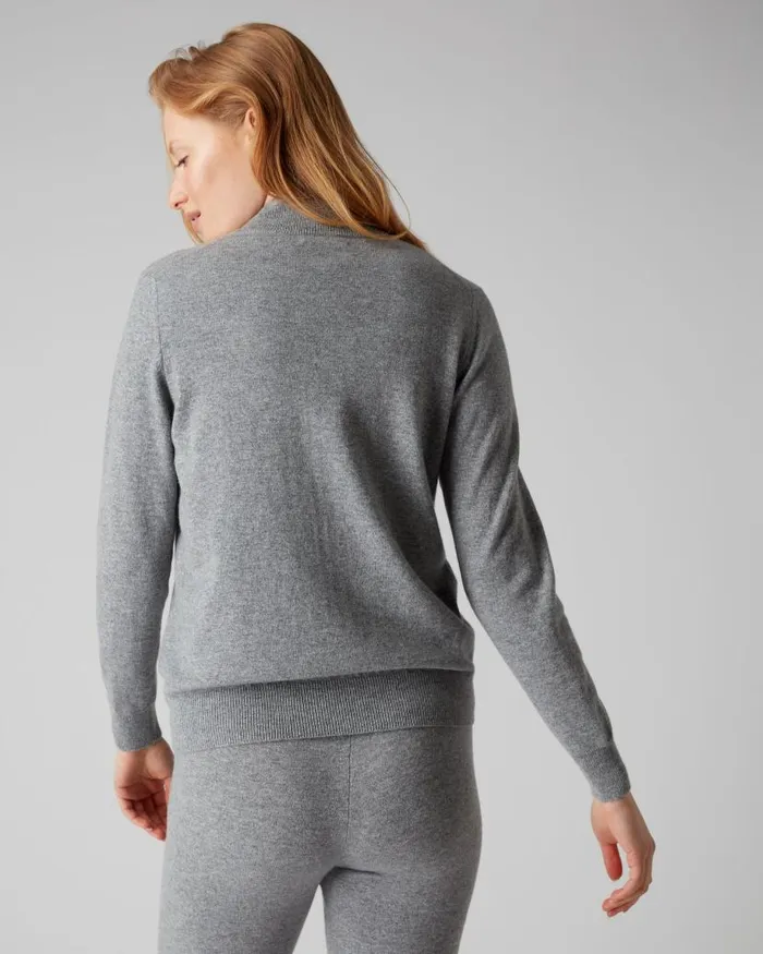 NPeal Cardigans Women Funnel Neck Zip Cashmere Cardigan Flannel Grey