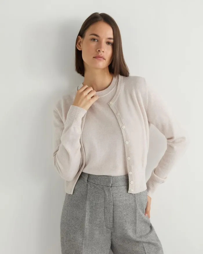 NPeal Cardigans Women Ivy Cropped Cashmere Cardigan Frost White