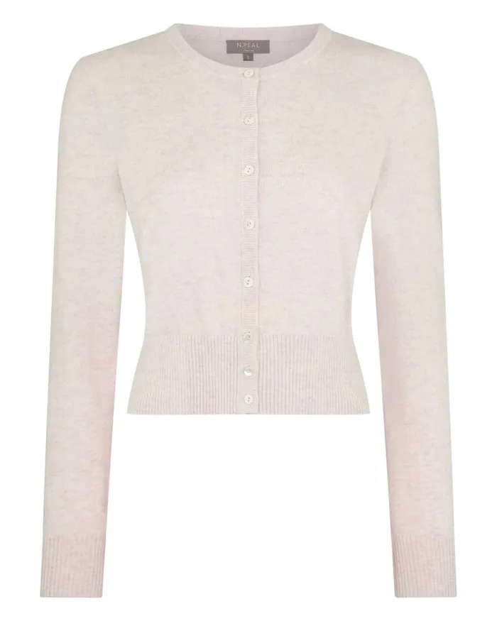 NPeal Cardigans Women Ivy Cropped Cashmere Cardigan Frost White