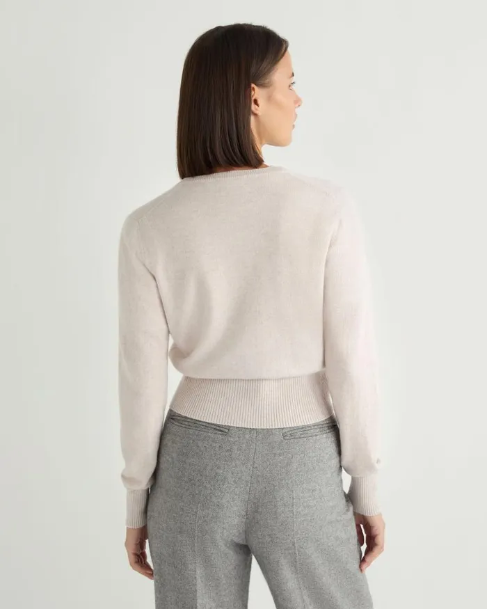 NPeal Cardigans Women Ivy Cropped Cashmere Cardigan Frost White