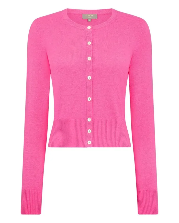 NPeal Cardigans Women Ivy Cropped Cashmere Cardigan Vibrant Pink