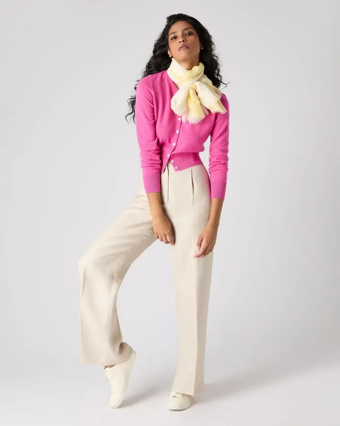 NPeal Cardigans Women Ivy Cropped Cashmere Cardigan Vibrant Pink