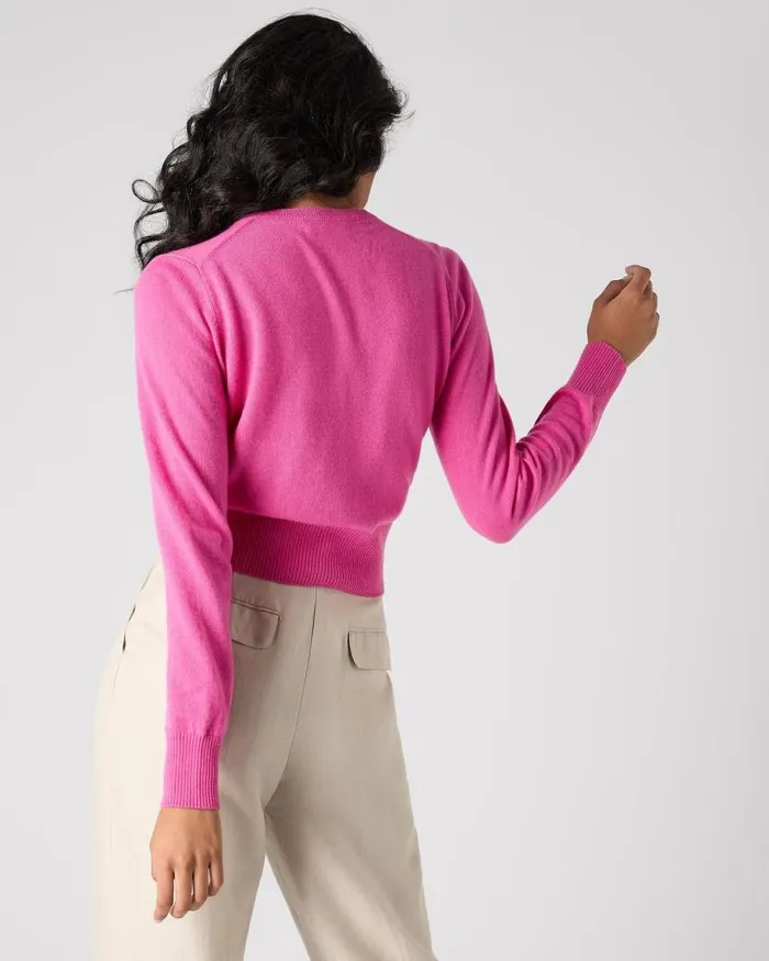 NPeal Cardigans Women Ivy Cropped Cashmere Cardigan Vibrant Pink