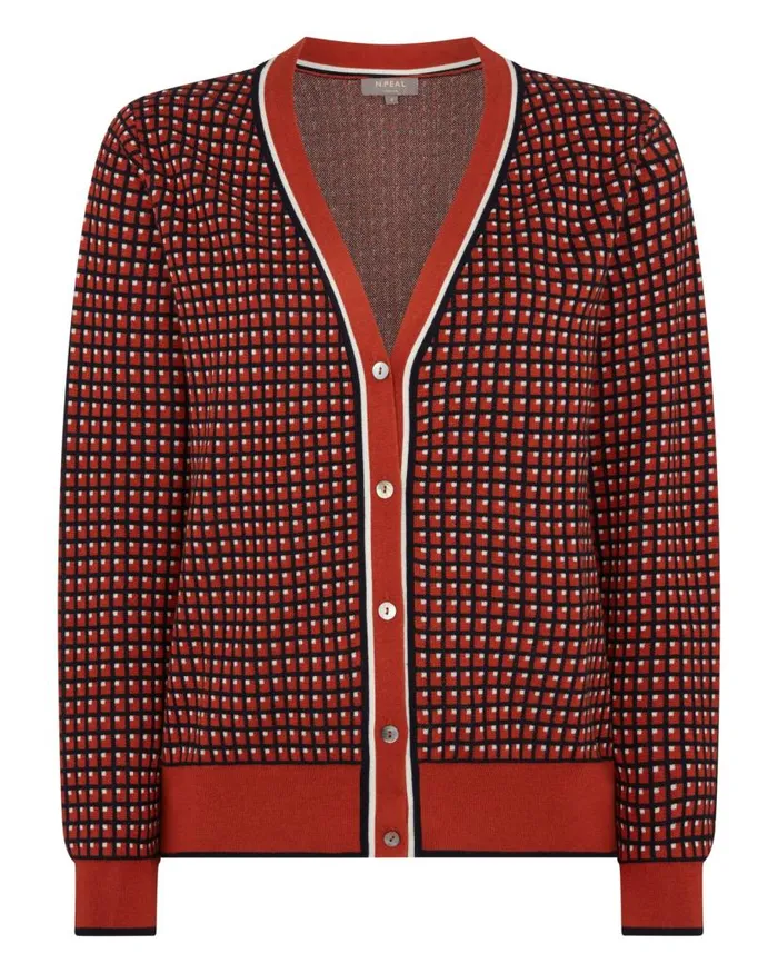 NPeal Cardigans Women Jacquard Knit Cardigan Orange