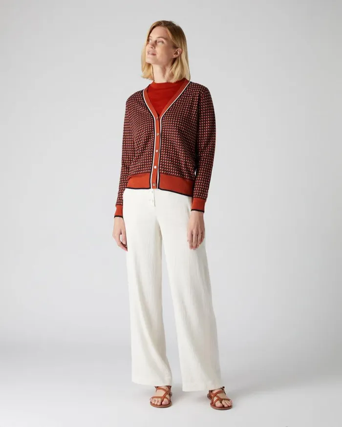 NPeal Cardigans Women Jacquard Knit Cardigan Orange