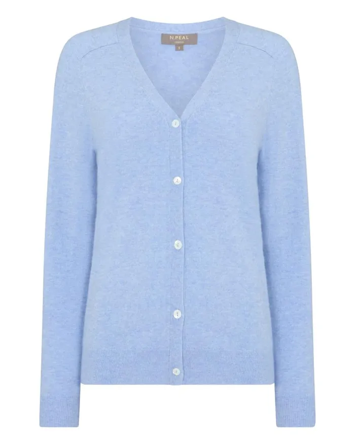 NPeal Cardigans Women Lara V Neck Cashmere Cardigan Cornflower Blue