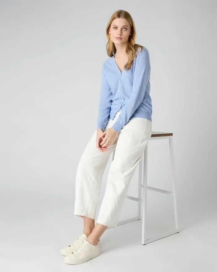 NPeal Cardigans Women Lara V Neck Cashmere Cardigan Cornflower Blue