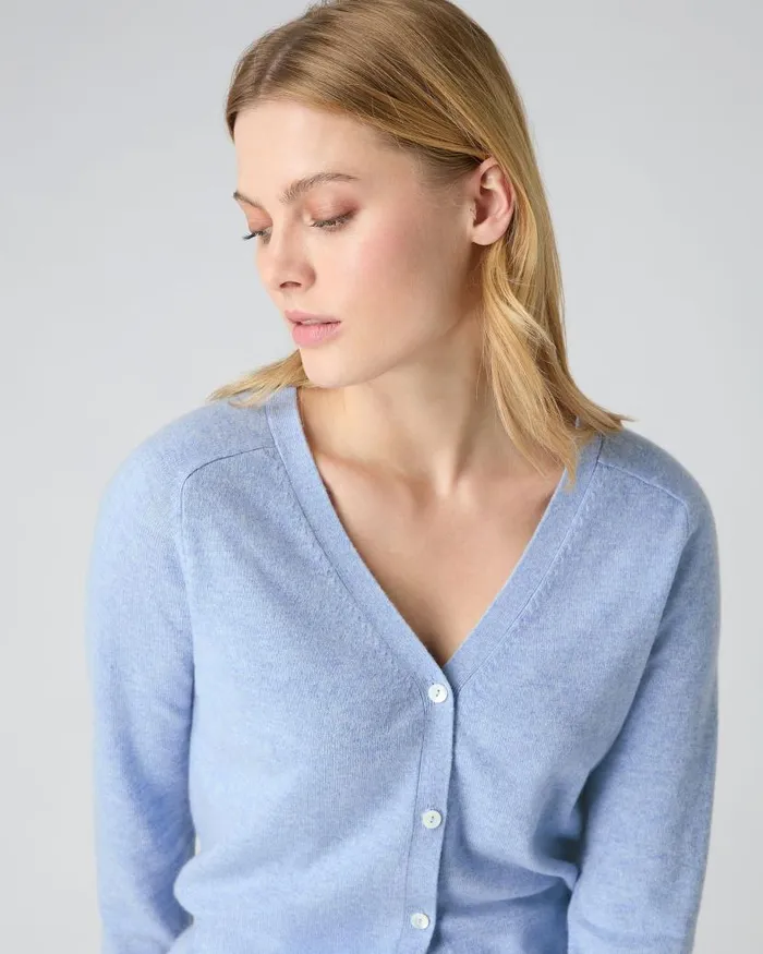 NPeal Cardigans Women Lara V Neck Cashmere Cardigan Cornflower Blue