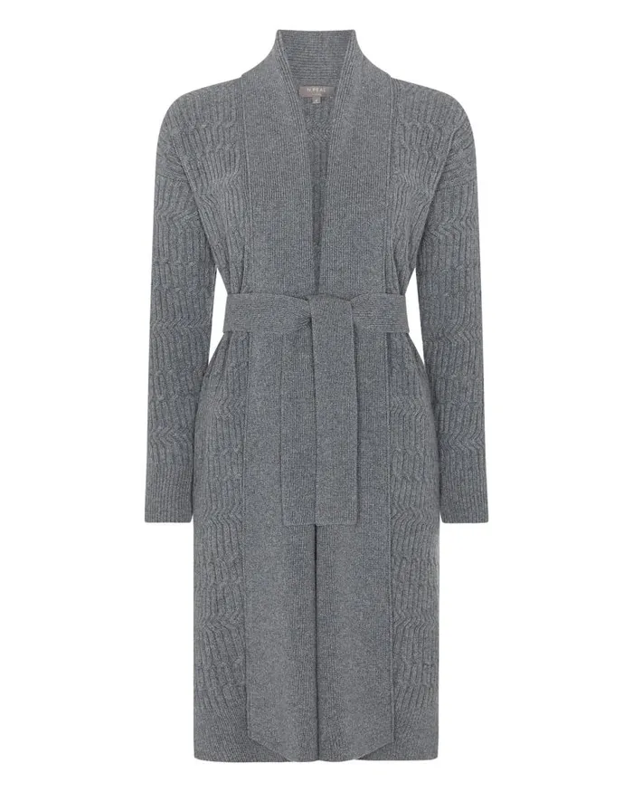 NPeal Cardigans Women Multi Stitch Longline Cashmere Cardigan Elephant Grey
