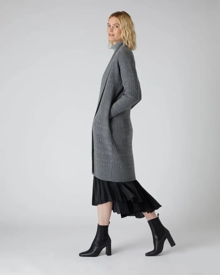 NPeal Cardigans Women Multi Stitch Longline Cashmere Cardigan Elephant Grey