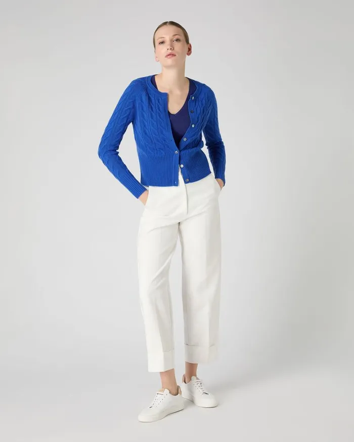 NPeal Cardigans Women Myla Cable Cashmere Cardigan Sonic Blue