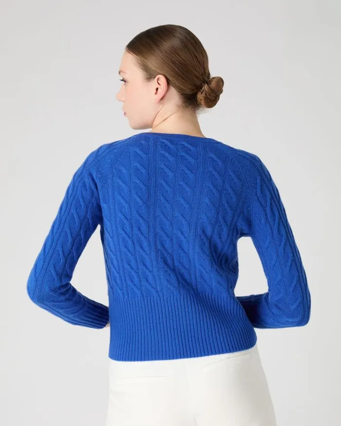 NPeal Cardigans Women Myla Cable Cashmere Cardigan Sonic Blue