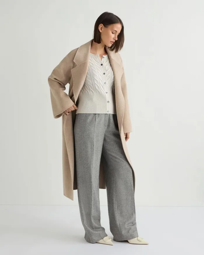 NPeal Cardigans Women Myla Cable Cashmere Cardigan With Lurex Snow Grey Sparkle
