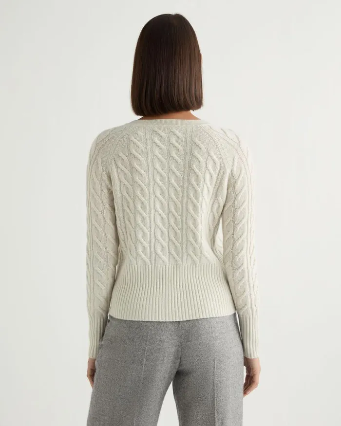 NPeal Cardigans Women Myla Cable Cashmere Cardigan With Lurex Snow Grey Sparkle