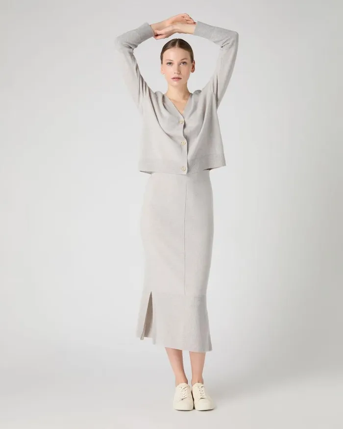 NPeal Cardigans Women V Neck Relaxed Cashmere Cardigan Pebble Grey