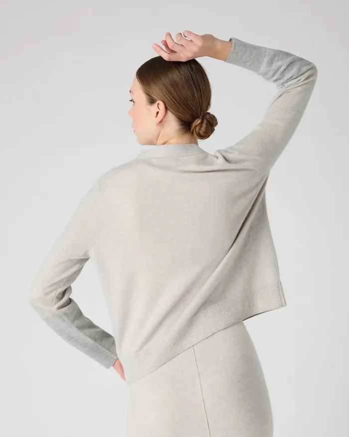 NPeal Cardigans Women V Neck Relaxed Cashmere Cardigan Pebble Grey