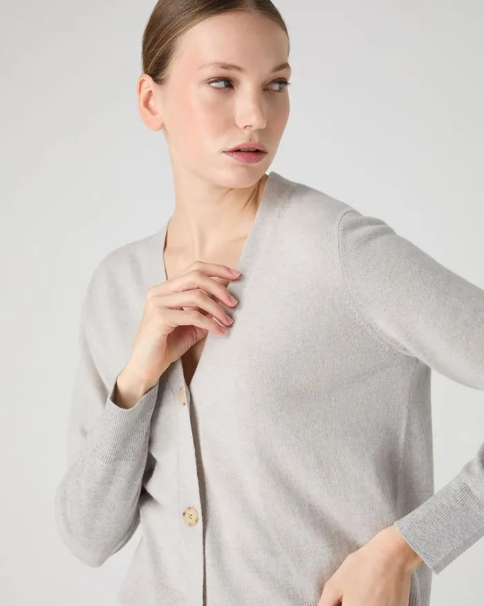NPeal Cardigans Women V Neck Relaxed Cashmere Cardigan Pebble Grey