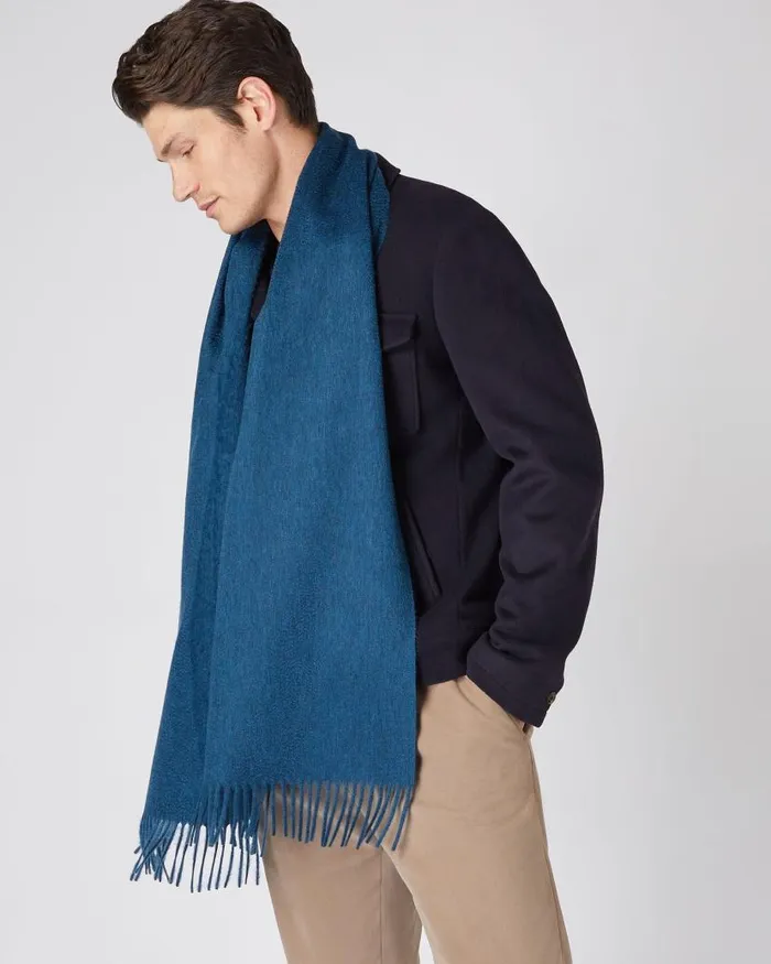 NPeal Cashmere Scarves WomenMen Unisex Large Woven Cashmere Scarf Lagoon Blue