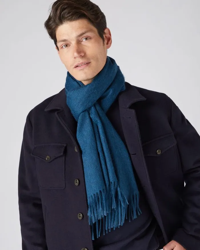 NPeal Cashmere Scarves WomenMen Unisex Large Woven Cashmere Scarf Lagoon Blue