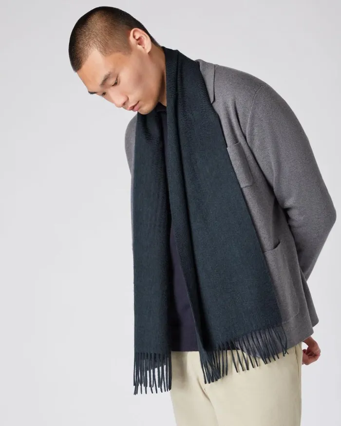 NPeal Cashmere Scarves WomenMen Unisex Woven Cashmere Scarf Grigio Blue
